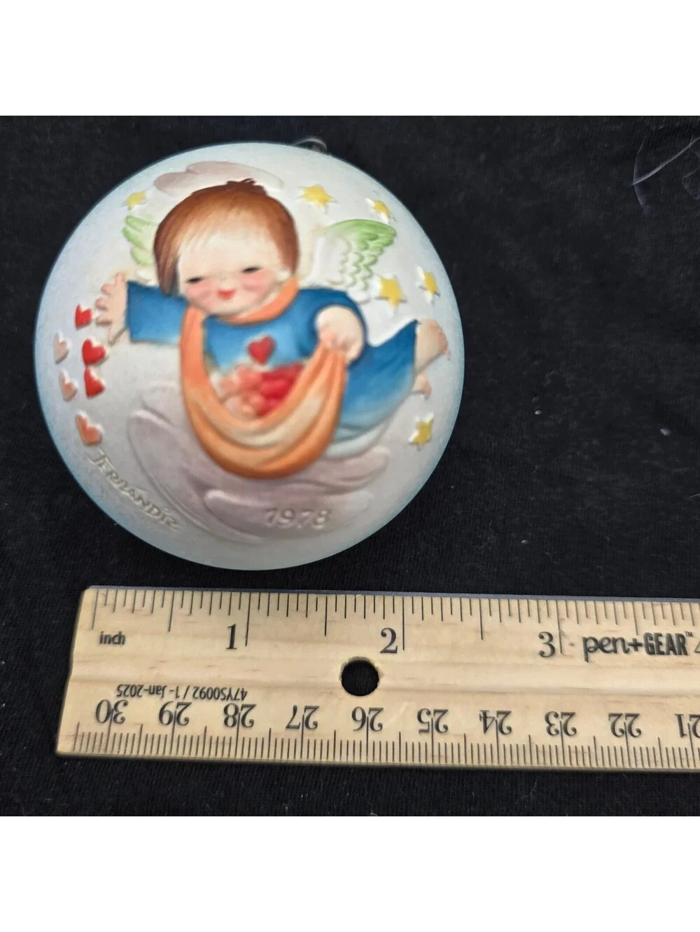 Vintage 1978 ANRI Ferrandiz Angel with Hearts Christmas Ornament Hand Crafted